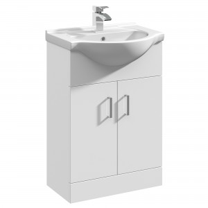 Mayford Gloss White Floor Standing 550mm (w) x 836mm (h) x 430mm (d) Cabinet & Basin