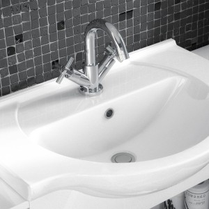 "Mayford" Gloss White Floor Standing 550mm (w) x 836mm (h) x 430mm (d) Cabinet & Basin