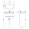 Mayford Gloss White Floor Standing 550mm (w) x 836mm (h) x 430mm (d) Cabinet & Basin - Technical Drawing