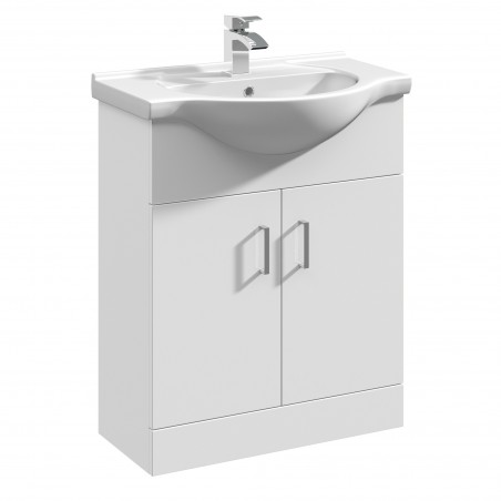 Mayford Gloss White Floor Standing 650mm (w) x 836mm (h) x 446mm (d) Cabinet & Basin