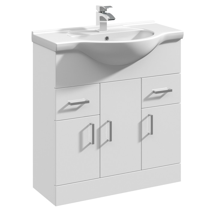 Mayford Gloss White 755mm (w) x 836mm (h) x 485mm (d) Floor Standing 750mm Cabinet & Basin
