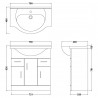 Mayford Gloss White 755mm (w) x 836mm (h) x 485mm (d) Floor Standing 750mm Cabinet & Basin - Technical Drawing