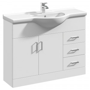 Mayford Gloss White 1050mm (w) x 836mm (h) x 485mm (d) Floor Standing 1050mm Cabinet & Basin
