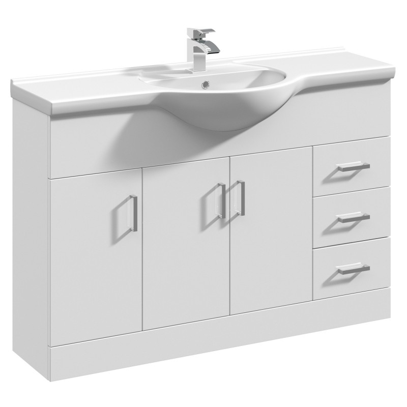 Mayford Gloss White 1200mm (w) x 836mm (h) x 480mm (d) Floor Standing 1200mm Cabinet & Basin