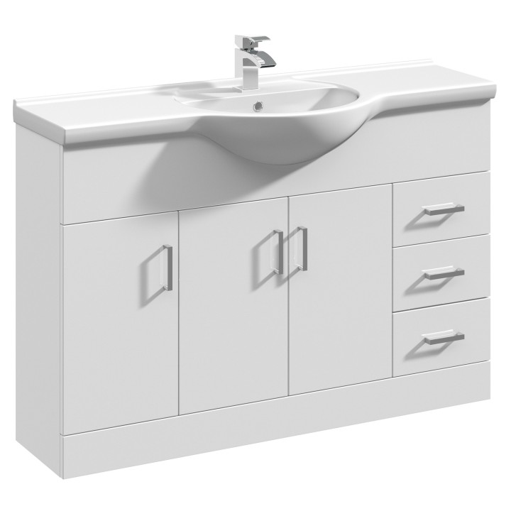 Mayford Gloss White 1200mm (w) x 836mm (h) x 480mm (d) Floor Standing 1200mm Cabinet & Basin