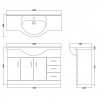 Mayford Gloss White 1200mm (w) x 836mm (h) x 480mm (d) Floor Standing 1200mm Cabinet & Basin - Technical Drawing