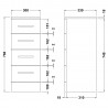 Mayford Gloss White 300mm (w) x 766mm (h) x 330mm (d) 4 Drawer Unit - Technical Drawing