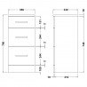 Mayford Gloss White 350mm (w) x 766mm (h) x 330mm (d) 3 Drawer Unit - Technical Drawing