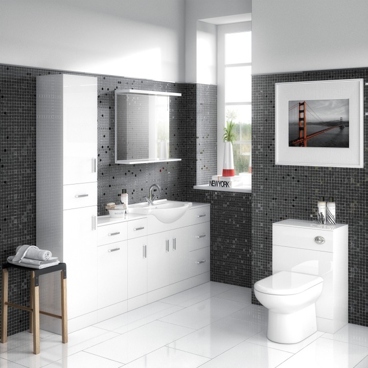 Mayford Gloss White 600mm (w) x 766mm (h) x 330mm (d) Toilet Unit - Insitu