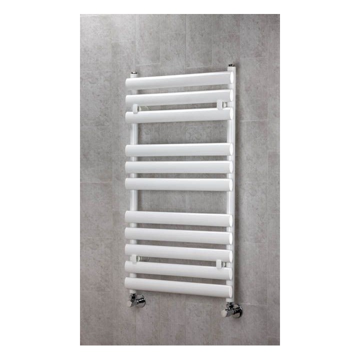 500mm(w) x 930mm(h) Electric "Brecon" White Oval Tube Towel Rail (Single Heat or Thermostatic Option)