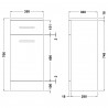Mayford Gloss White 350mm (w) x 770mm (h) x 300mm (d) Laundry Unit - Technical Drawing