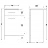 Mayford Gloss White 330mm (w) x 765mm (h) x 350mm (d) Laundry Unit - Technical Drawing
