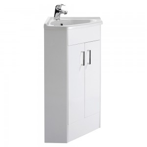 Mayford Gloss White 367mm (w) x 800mm (h) x 367mm (d) Two Door Corner Unit And Basin