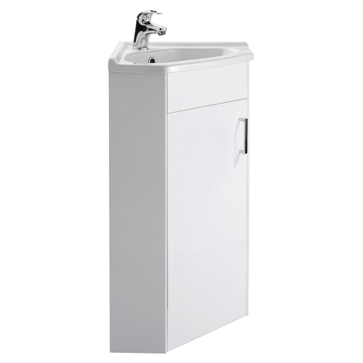 Mayford Gloss White 555mm (w) x 800mm (h) x 395mm (d) Corner Cabinet & Basin