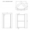 White Corner Mounted 459mm(W) x 650mm(H) Mirror Cabinet - Technical Drawing