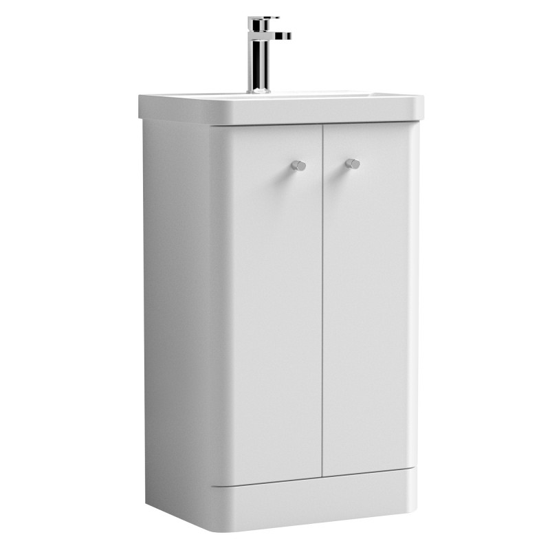 Core Gloss White 500mm (w) x 864mm (h) x 355mm (d) 2 Door Floor Standing Vanity & Basin