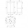 Core Gloss White 500mm (w) x 864mm (h) x 355mm (d) 2 Door Floor Standing Vanity & Basin - Technical Drawing