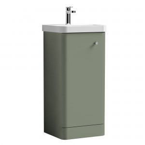 Core 400mm Freestanding 1 Door Vanity Unit with Thin Edge Basin - Satin Green