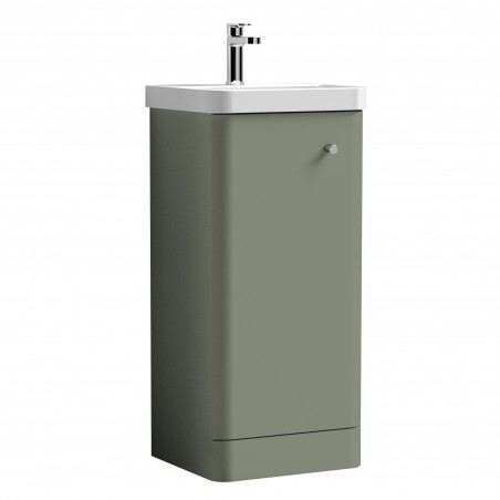 Core 400mm Freestanding 1 Door Vanity Unit with Thin Edge Basin - Satin Green