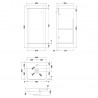 Core 400mm Freestanding 1 Door Vanity Unit with Thin Edge Basin - Satin Green - Technical Drawing