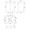 Core 500mm Wall Hung 2 Door Vanity Unit with Thin Edge Basin - Satin Green - Technical Drawing