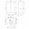 Core 600mm Freestanding 2 Door Vanity Unit with Thin Edge Basin - Satin Green - Technical Drawing
