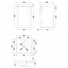 Core 400mm Wall Hung 1 Door Vanity Unit with Thin Edge Basin - Soft Black - Technical Drawing