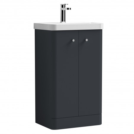 Core 500mm Freestanding 2 Door Vanity Unit with Thin Edge Basin - Soft Black