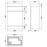 Athena Slimline Gloss White 500mm Basin & WC Combination Unit - Technical Drawing