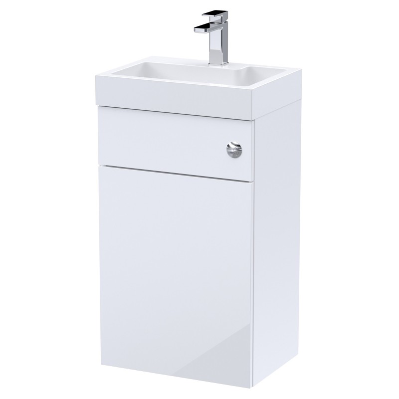 Athena Gloss White 500mm (w) x 890mm (h) Basin & Toilet Unit Including Concealed Cistern