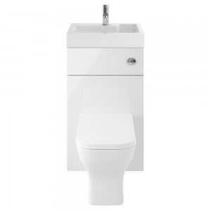 "Athena" Gloss White 500mm (w) x 890mm (h) Basin & Toilet Unit Including Concealed Cistern