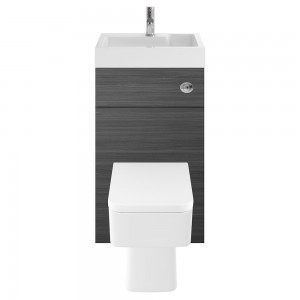 "Athena" Anthracite Woodgrain 500mm (w) x 890mm (h) Basin & Toilet Unit Including Concealed Cistern