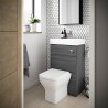Athena Anthracite Woodgrain 500mm (w) x 890mm (h) Basin & Toilet Unit Including Concealed Cistern - Insitu