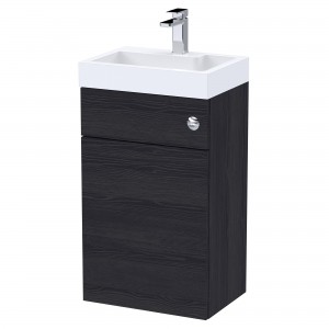 Athena Charcoal Black 500mm (w) x 890mm (h) Basin & Toilet Unit Including Concealed Cistern