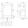 Vault Gloss White Floor Standing 400mm (w) x 781mm (h) x 222mm (d) Cabinet & Basin - Technical Drawing