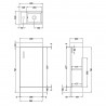 Vault 400mm Freestanding Vanity Unit & Basin - Bleached Oak - Technical Drawing