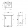 Vault Charcoal Black Wall Hung 400mm (w) x 520mm (h) x 222mm (d) Cabinet & Basin - Technical Drawing