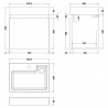 Merit Gloss White Wall Hung 500mm (w) x 520mm (h) x  360mm (d) Cabinet & Basin - Technical Drawing