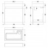 Merit Matt Gloss White Slimline 500mm (w) x 520mm (h) x 305mm (d) Single Door Wall Hung Vanity and Basin - Technical Drawing