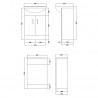 Cloakroom Furniture Pack - Square Basin - Technical Drawing