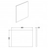 Athena Gloss Grey Square Shower 700mm (w) Bath End Panel - Technical Drawing