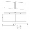 Elbe/Blocks Satin White 1700mm (w) Square Shower Bath Front Panel - Technical Drawing