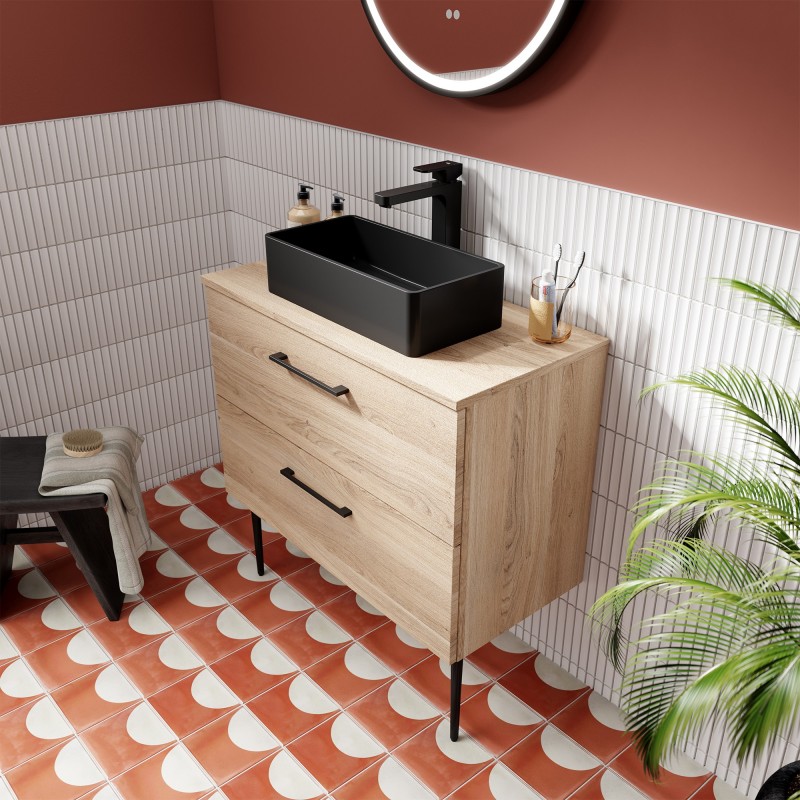 Wall Hung Vanity Decorative Leg Set - Matt Black - Insitu