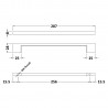 287mm D Shaped Furniture Handle - Technical Drawing