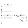 Brushed Brass Square Drop Handle - 40mm (w) x 32mm (h) x 25mm (d) - Technical Drawing