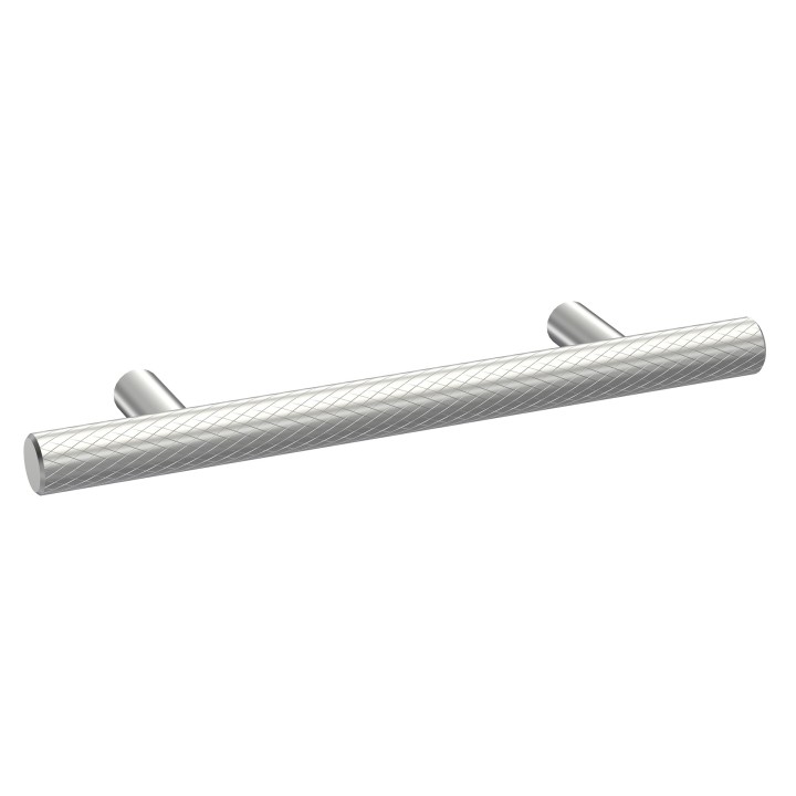 Chrome Knurled Bar Handle - 156mm (w) x 12mm (h) x 32mm (d)