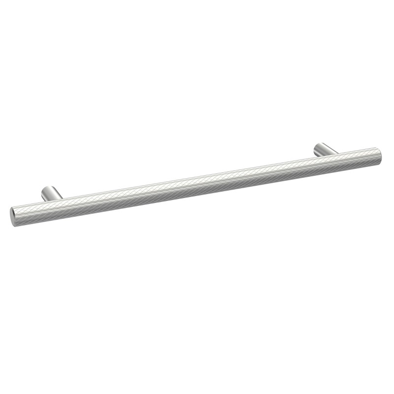 Chrome Knurled Bar Handle - 252mm (w) x 12mm (h) x 32mm (d)