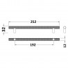 Chrome Knurled Bar Handle - 252mm (w) x 12mm (h) x 32mm (d) - Technical Drawing