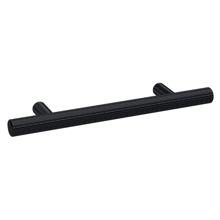 Matt Black Knurled Bar Handle - 156mm (w) x 12mm (h) x 32mm (d)