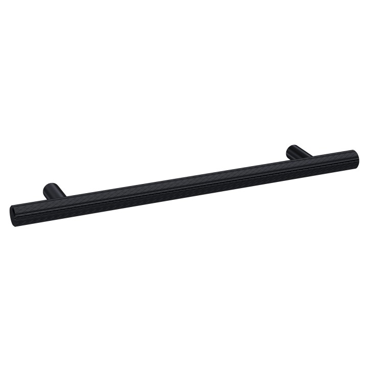 Matt Black Knurled Bar Handle - 220mm (w) x 12mm (h) x 32mm (d)